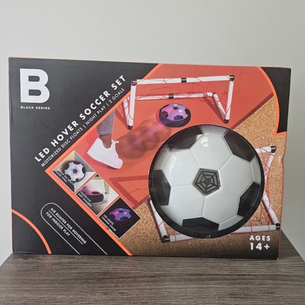 Black Series Hover Air LED Soccer Game with Hover Disc Floats NEW